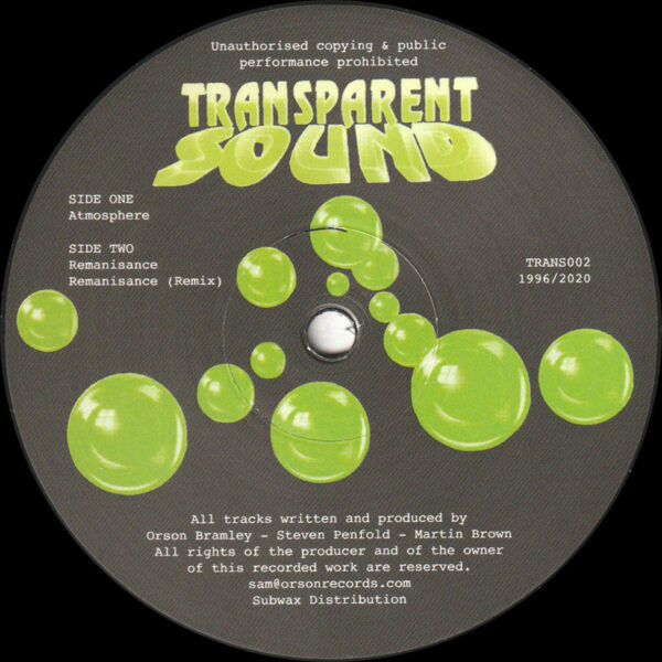 Transparent Sound - Atmosphere / Remanisance - 12" (TRANS002)