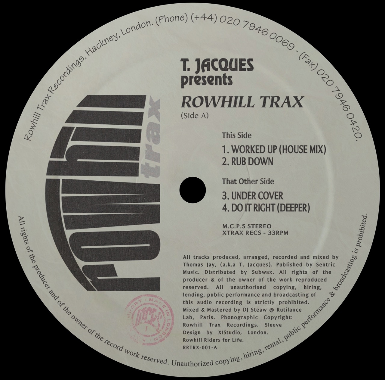 T. Jacques - Rowhill Trax EP (RRTRX01)